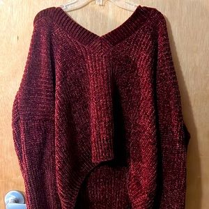 Deep Red Chenille Juniors XL Womens L Sweater